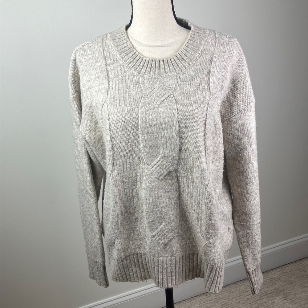 Evolution by Cyrus Cable Knit Crewneck Sweater Cream Women’s XL